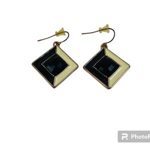 Vintage black and cream earrings.  Matching necklace slider sold separate